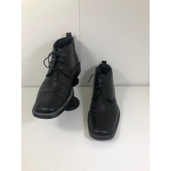 Venturini Square Toe Black Leather Lined Lace-Up Chukka Boots Mens US 11 - Picture 3 of 6
